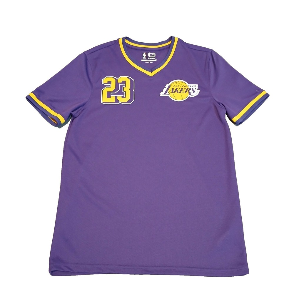 NBA Los Angeles Lakers LeBron James 23 White Jersey Shirt Mens Size S V-Neck